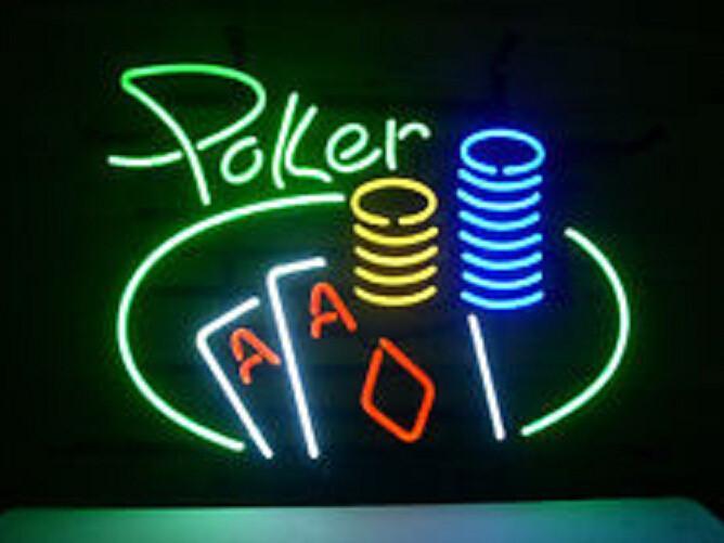Poker Double Aces Chips Neon Sign